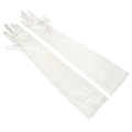 Elegant white long satin bridal opera gloves for weddings and formal evening dresses - One Size / Off-white