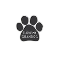 Emaille Hundepfoten-Anstecknadel mit I Love My Granddog Text auf Silbermetall - I LOVE MY GRANDOG / Schwarz Silber