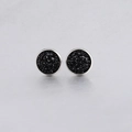 Macro shot of 10mm round black drusy stud earrings with silver stainless steel border - Black Druzy (12)