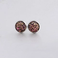 Macro shot of 10mm druzy stud earrings with gold purple and black glitter resin - Gold Purple Black (5)