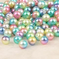 Rainbow gradient faux pearls with central holes for DIY jewelry making and beading - Purple Blue Light Blue Series