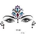 Detailed pattern of YT-60 face gemstone stickers with colorful resin rhinestones - YT-60 (Multicolor Gems)