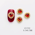 Abalorio de uñas corazón rojo 9.5mm con cristales sobre base de aleación LF1722 - Estilo de Corazón Rojo (1722)