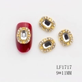 Abalorio dorado para uñas con cristal rectangular de 9x11mm y diamantes, LF1717 - Estilo Rectángulo Transparente (1717)
