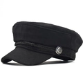 Cappello marinaio vintage in lana nera con cordino decorativo e bottone in metallo - Regolabile / Nero (3)