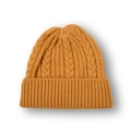 Gorro de punto de ochos amarillo jengibre con dobladillo acanalado cálido para adultos - Amarillo