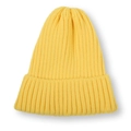 Gorro de punto amarillo brillante para niños con un diseño de dobladillo ancho clásico - Amarillo