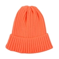 Gorro de punto acanalado naranja neón para niños con dobladillo clásico de invierno - Naranja