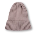 Gorro de punto acanalado rosa para niños en lana suave con un dobladillo clásico - Rosa Loto