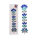 Face crystal sticker with blue and silver rhinestones for music festival hair and forehead - Blue Cyan Silver (F04)