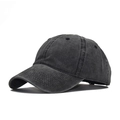 Detail of vintage washed dark gray cotton baseball cap showing texture and stitching - Adjustable / Adult Washed Black