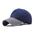 Vintage washed cotton baseball cap in navy blue and grey color block design - Adjustable / Grey Front Navy Back
