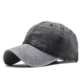 Washed cotton baseball cap with dark and light grey two-tone vintage patchwork design - Adjustable / Grey Front Black Back