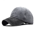 Adjustable charcoal gray washed cotton baseball cap with vintage distressed finish - Adjustable / Black Front Grey Back