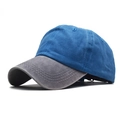 Vintage washed cotton baseball cap with royal blue body and dark grey brim contrast - Adjustable / Grey Front Lake Blue Back