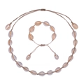 Detailansicht der handgefertigten böhmischen Muschelkette und des Armbands mit Muscheln - Beige - Muschel Set