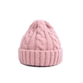 Berretto a maglia grossa rosa per bambini con risvolto a coste e motivo a trecce rosa - Rosa (Berretto)