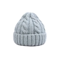 Berretto in maglia a trecce per bambini con risvolto a coste blu morbido per l'inverno - Verde Menta (Berretto)