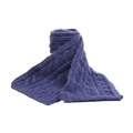 Detailed view of dark purple thick knit texture and soft wool blend winter scarf - Navy Blue (Scarf)