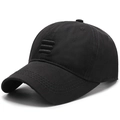 Klassische schwarze Baseballkappe im Sechs-Panel-Design mit dreifach bestickten Streifen - Verstellbar / Schwarz