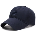 Dunkelblaue Baseballkappe aus Baumwoll-Twill mit drei horizontalen Stickstreifen - Verstellbar / Blau