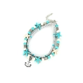 Double-layer beach anklet with turquoise starfish, silver anchor, and colorful beads - Turquoise Anchor Style