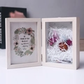 6-inch white shadow box photo frame with dried flowers and raffia grass for DIY decor - Warm White / 7"