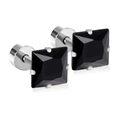 Minimalist square black stone stud earrings with four-claw stainless steel silver base - Black Zirconia / 6mm / Steel
