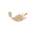 Broche en forme de plume dorée ornée de strass transparents sur fond blanc épuré - Or (KC Gold 5752)