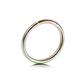 Close-up of a rainbow plated stainless steel nose ring hoop with reflective finish - 0.8*6mm / Colorful