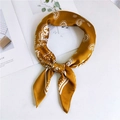 Mustard yellow paisley silk scarf tied in a stylish ring on a white fashion background - 70cm / Ginger Yellow