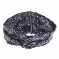 Detail of bohemian headband with tropical green leaf print and knot design - Navy Leaves