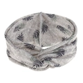 Detail of bohemian leaf print headband showing twisted knot and high-quality stitching - Light Grey Leaves