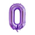 Detailed view of large purple 40-inch number 0 balloon made of premium aluminum foil - Purple