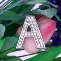 Passant alphabet lettre A avec strass argentés pour la création de bijoux personnalisés - Lettre A