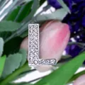 DIY silver rhinestone letter L slide charm for customized bracelets and jewelry - Letter L