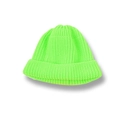 Fluorescent green knit beanie for kids with soft texture and classic cuff design - Fluorescent Green