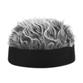 Gorra de marinero retro sin ala con peluca sintética gris para fiestas y diversión - M (56-58cm) / Sombrero Negro + Peluca Gris