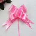 Pink gift wrapping pull bow, rose pattern ribbon bow for wedding car and floral decor. - 100pcs Pack / Pink Rose