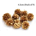 Set di 9 pigne dorate per decorazione albero di Natale, dimensioni 4.5cm l'una - Oro 4,5cm (Confezione da 9)
