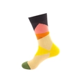 Mid-calf cotton socks with colorful geometric color-block patterns on white background - No. 036 Multicolor Block