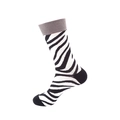 Zebra pattern crew socks with black and white stripes and grey ribbed cuffs - No. 067 Zebra Pattern
