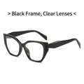 Lunettes de soleil œil de chat noires épaisses avec verres clairs et cadre brillant - Monture Noire Verres Transparents