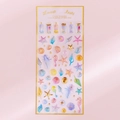 Holographic sea theme stickers with gold outlines featuring starfish and seashells - Wishing Bottle