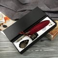 Calligraphy set with burgundy gold-powdered feather pen, ink, and nibs in a gift box - Gold Dust Burgundy (Feather Pen)