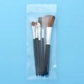 5-piece makeup brush set with black handles and silver tubes in a clear bag - 5Pcs Set / Black