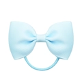 Light blue grosgrain ribbon bow hair tie for girls with elastic band on white background - Light Blue