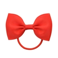 Classic red grosgrain ribbon bow hair tie with elastic band for toddlers and girls - Red