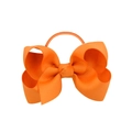 Orange grosgrain ribbon bow hair tie with elastic band for girls' fashion hairstyles - Orange
