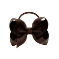 Dark brown grosgrain ribbon bow hair tie for girls on a clean white background - Dark Brown